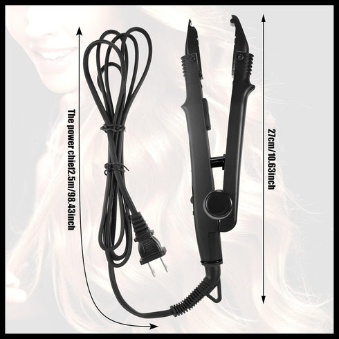 Zhehao Fusion Hair Extensions Tool, US Plug Professional Heat Iron Connector Wand with Keratin Glue Beads (Black)