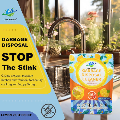 Garbage Disposer Freshener - Sink Disposal Odor Eliminator, 50 Count Lemon Scented Deodorizer Drops