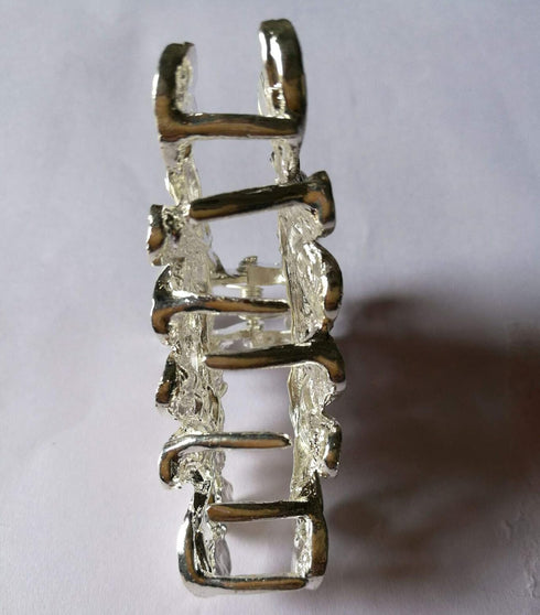 Vintage Silver Chic Alloy Hair Claw Jaw Clips with White Rhinestone - Fashion Retro Hair Accessories for Women