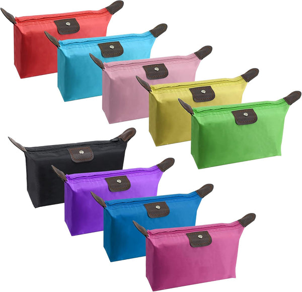 YAODHAOD Makeup Bag Bulk Toiletry Pouch - Waterproof Cosmetic Storage Bags with Zipper (9 Colors)