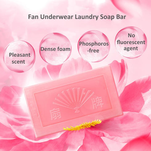BEE & FLOWER Fan Underwear Cleaning Soap Bar, 6.3 Oz x 2 | Ideal Hand Wash for Lingerie