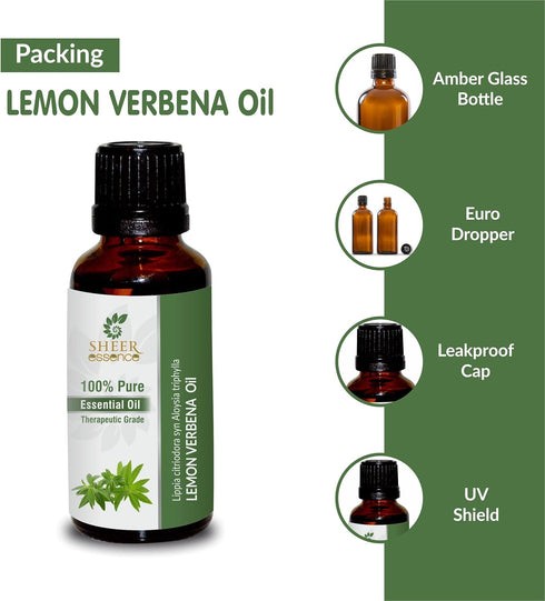 Lemon Verbena Oil 15 ML (0.51 Fl.OZ) | 100% Pure Natural Undiluted Therapeutic Grade Essential Oil Lippia Citriodora.