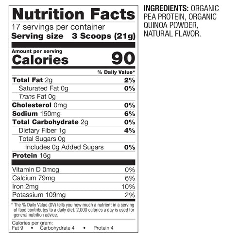BetterBody Foods Organic Plant Based Protein Powder - 16g Protein, Vegan, Low Net Carbs, Gluten Free, 12.7 Ounces