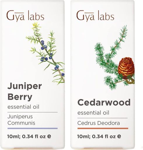 Juniper Essential Oil for Diffuser & Cedarwood Oil for Hair Set -