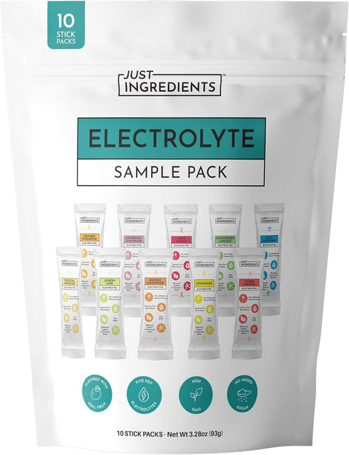 JUST INGREDIENTS Electrolyte Sample Pack 10 Stick Variety | Hydration Powder Packets