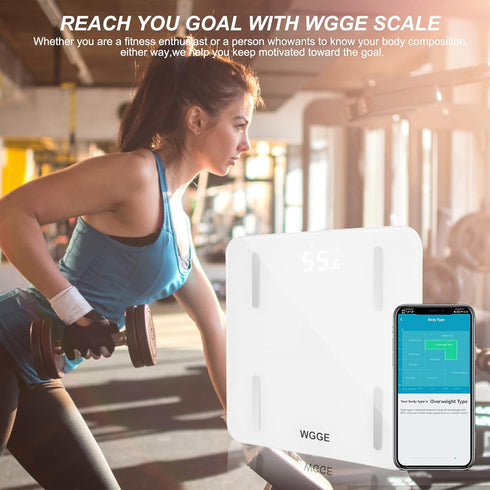 WGGE Smart Digital Bathroom Weight Scale, Body Fat Scale with BMI, Body Composition Analyzer, Max: 400 Pounds