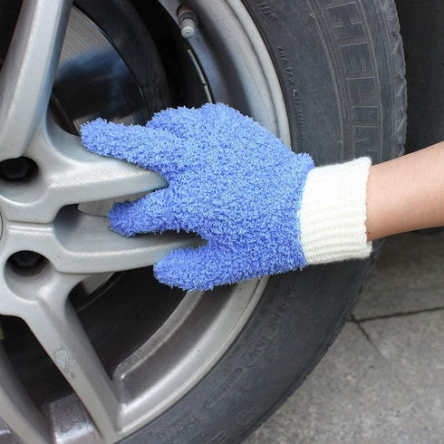 MIG4U Microfiber Dusting Gloves, Reusable Lint-Free House Cleaning Glove for Blinds, Windows, Furniture, 1 Pair S/M
