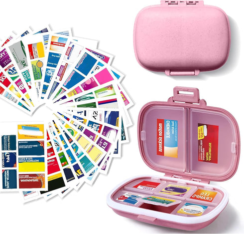 iouwei 7 Day Pill Container with Medicine Labels - Mini Medication Organizer, Travel