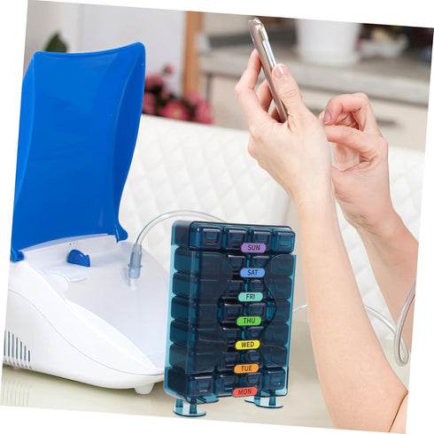 Mikinona Portable Weekly Medicine Organizer Compartments Reusable Pill Case for Travel Household Use with Morning