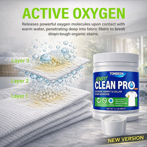 TONBEEN 500g Armpit Stain Remover Enzyme Laundry Powder - Sweat, Yellow & Deodorant Stain Remover for White Clothes