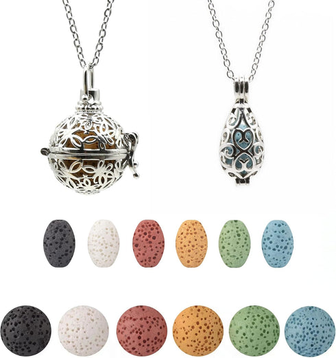 HEDQFM 2 PCS Essential Oil Diffuser Necklace with Gift Box, Aromatherapy Pendant Locket Necklace