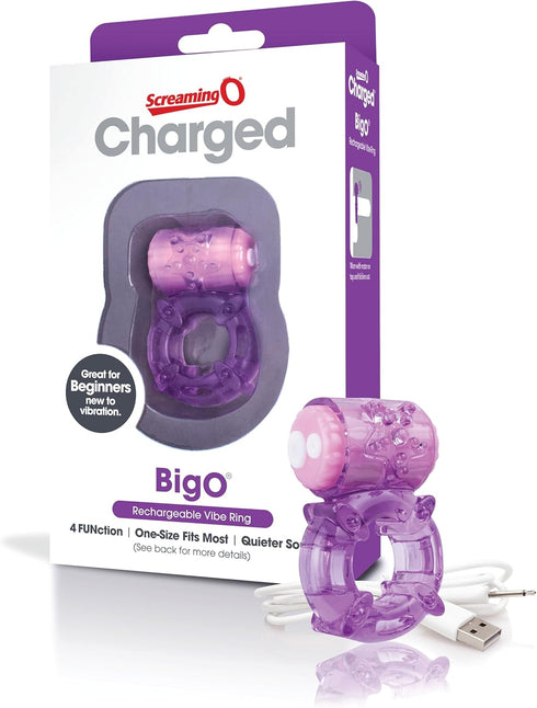 Screaming O - Charged BigO, Purple - Vibrating Cock Ring - Penis