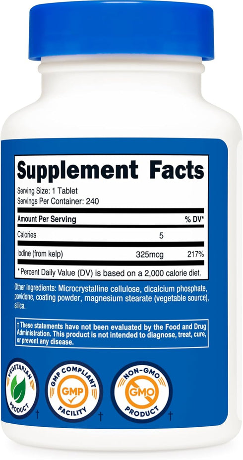 Nutricost Kelp Tablets | 325mcg of Iodine | 240 Tablets | Non-GMO, Gluten Free