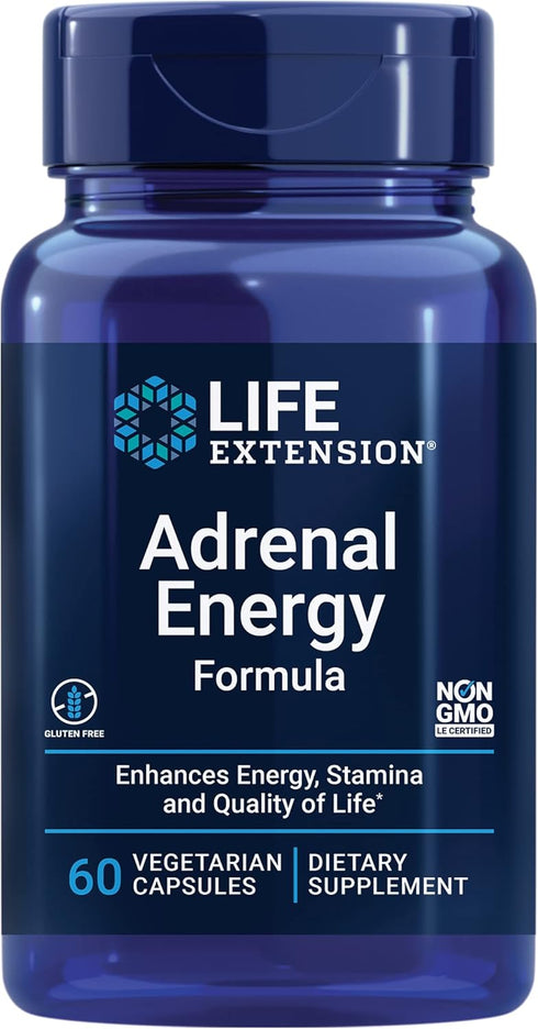Life Extension Adrenal Energy Formula, Helps Inhibit Stress Effects with Holy Basil, Cordyceps, and Ashwagandha (60