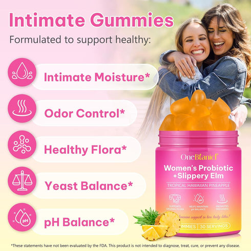 Gummies Gummies, Gummies Immune,Support -60 Gummies Feminine Probiotics for Women with Slippery Elm, Vaginal Probiotics