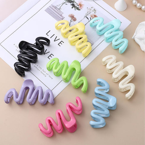 NOLITOY 8Pcs Hair Clips for Women, 4 Inch Large Jelly Wave Hair Claw Clips for Thick Hair