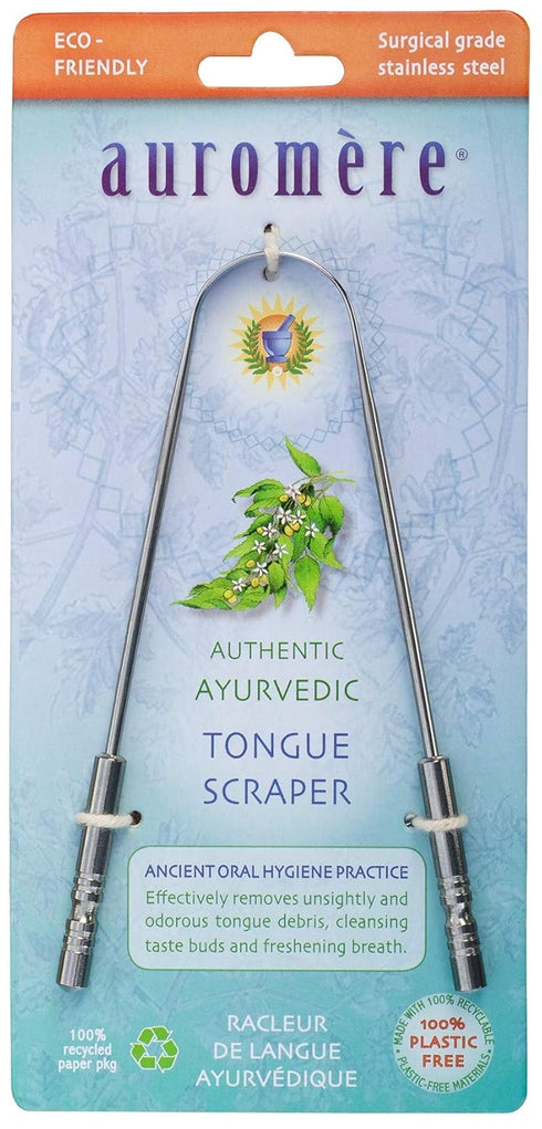 Auromere Tongue Cleaner - Eco Friendly, Zero Waste, Stainless Steel, Eliminate Bad Breath (1 Pack)