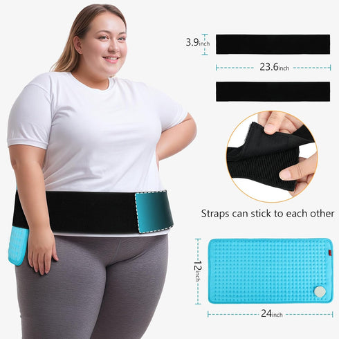 Comfytemp Wearable Heating Pad for Back Pain Relief - 12"×24" Electric Large Heat Pad with 2 Elastic Straps