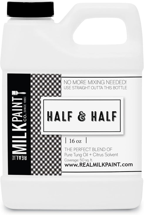 Real Milk Paint, Half and Half Pure Tung Oil and Orange Peel Oil for Wood Finishing, 16 oz.