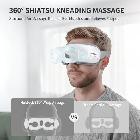 Nekteck Eye Massager with Heat, Birthday Gifts Eye Mask Massage for Migraine Relief, Heated Smart Migraine Massager