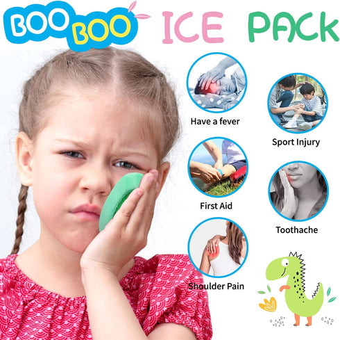 Boo Boo Ice Pack - Kid Reusable Hot Cold Pack for Fever Reduction, Injuries, Wisdom Teeth, Baby Colic (4 Pcs)