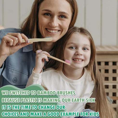 New Bamboo Kids Toothbrushes, Extra Soft Toothbrush for Kids, Natural Toothbrush Set, 6 Pack