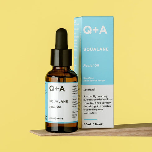 Q+A Squalane Facial Oil, Super Hydrating Vegan Oil Derived from Olive Oil, 30ml/1fl.oz