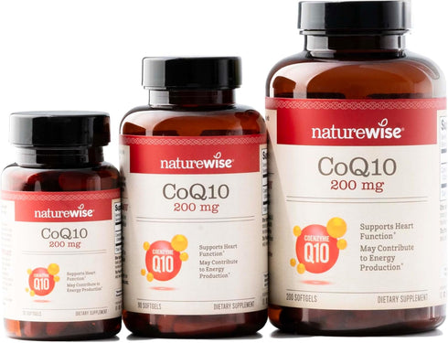NatureWise CoQ10 200mg Softgels - 30 Softgels | High Potency Ubiquinone Antioxidant for Heart Health + Energy