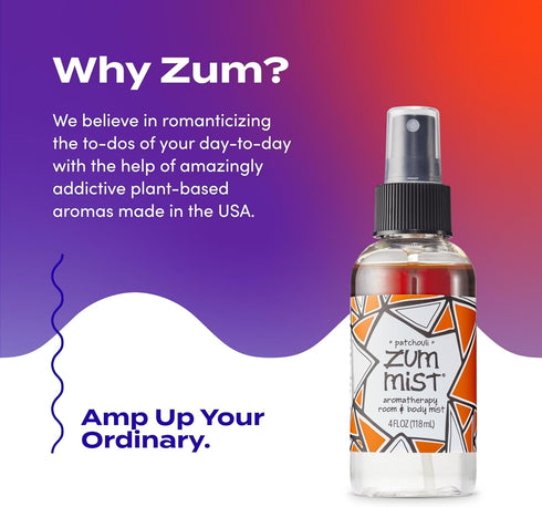 Indigo Wild Zum Mist Room & Body Spray, Aromatherapy Essential Oil Spray, Patchouli Scent, 4 fl oz (2 Pack)