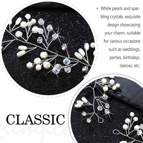 Wedding Bride Hair Accessories, Bridal Headpiece Pearl Hair Vine for Women (19.7in) (A-Silver)