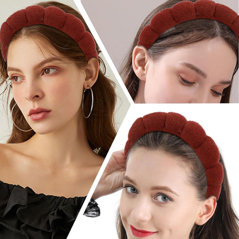 2 PCS Puffy Spa Headband - Terry Towel Cloth Fabric Headbands for Women, Face Washing, Skincare, Makeup Removal