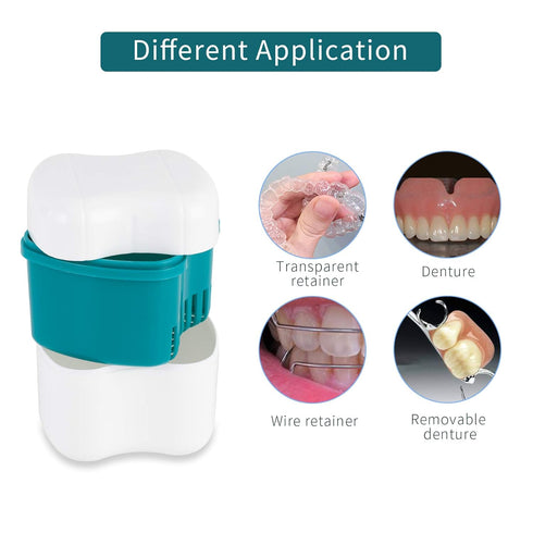 Annhua Retainer Cleaning Case - Large Partial Denture Case with Strainer, ABS Travel Cups for Soaking Dentures