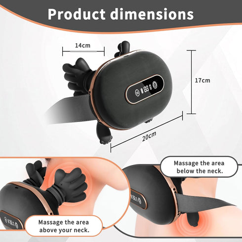 HGUIEPGSQZG 4D Neck Massager with LED Display, with Heat Function, for Relieving Shoulder and Neck Pain, Portable