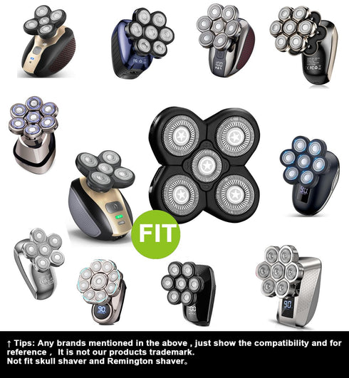 Universal 5 Blades Shaver replacement Heads Compatible with FREEDOM Head Shaver,Universal replacement heads (5 Blades Black)