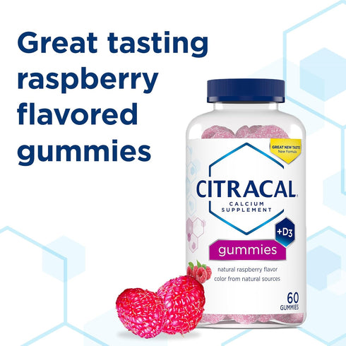 Citracal Calcium Supplement Gummies, 60 Count - Chewable Calcium with Vitamin D3, Supports Bone Health, Natural