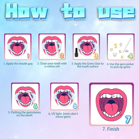 Tooth Gems Kit - Fashionable DIY Teeth Jewelry with Shiny Crystals, Gold and Silver Decoration Starter Kit