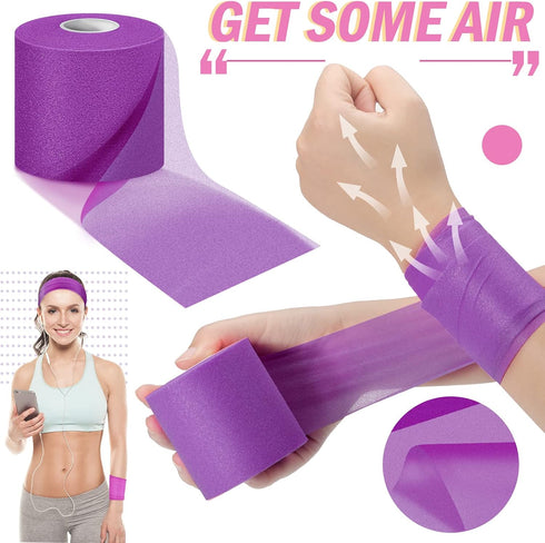 BBTO Athletic Pre Wrap Tape for Hair, 3 Pieces Foam Underwrap Tape, 2.75 Inch x 30 Yards, Purple