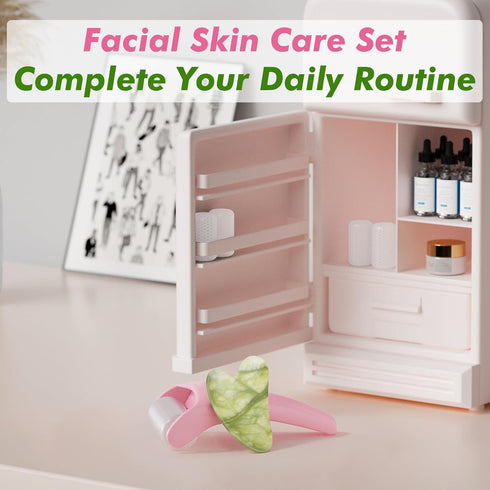 Ice Roller for Face, Gua Sha Facial Tools for Skin Care, Self Facial Massage Tools for Wrinkles and Puffiness
