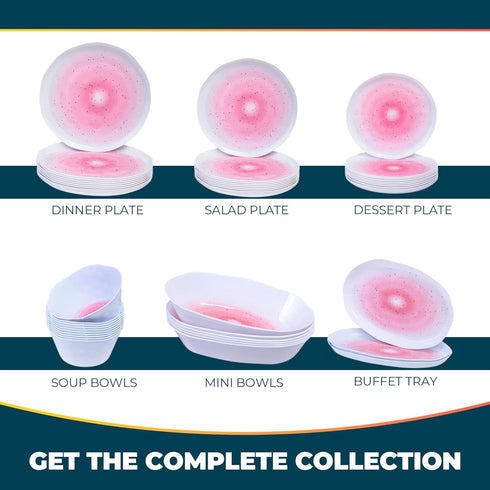 Hammered 10.25" (Pack 10) Silver Spoons Lava Collection White Plastic Dinner Plates with Blush Mist Finish