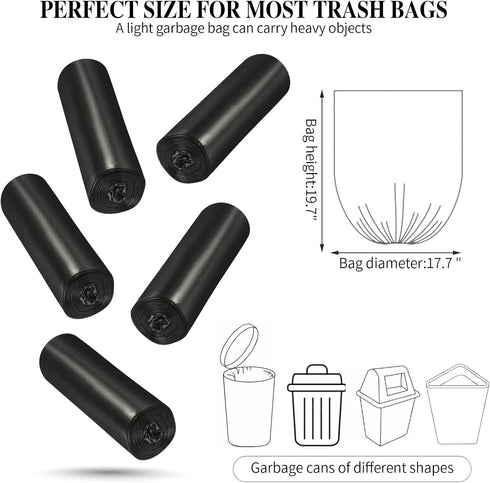 5 Rolls Small Trash Garbage Bags, 4 Gallon Strong Thin Material Disposable Kitchen Garbage Bags, Durable Plastic Trash Bags for Office Home Bedroom Garden Waste Bin, 200 Counts (Black) by DZTZ