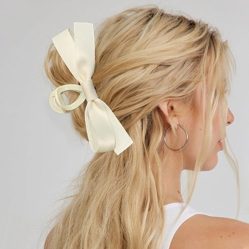 Sizobi 2Pcs Bow Claw Clips, Satin Big Hair Bows for Women, Large Claw Clips for Thick Thin Curly Hair