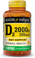 MASON NATURAL Vitamin D3, 2000 IU, Softgels, 120 Count