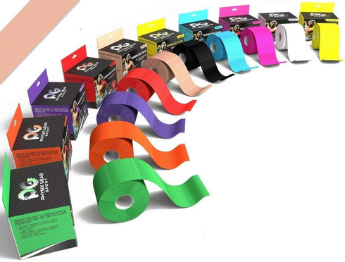 Physix Gear Cotton Kinesiology Tape Roll 16ft, Latex-Free, Waterproof, Gentle on Skin
