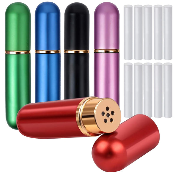 YGDZ Essential Oil Inhaler, 5pcs Empty Personal Nasal Aromatherapy Inhalers Tubes with 10 Cotton Wicks