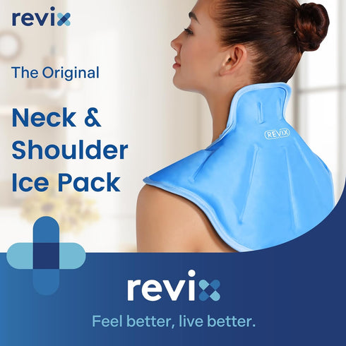 REVIX Ice Pack for Neck and Shoulders Pain Relief, Large Neck Ice Pack Wrap with Soft Plush Lining, Reusable Gel Cold