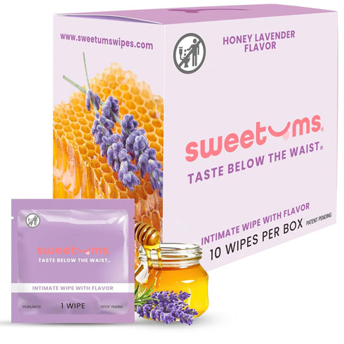 Flavored Feminine Wipes for Women, Individually Wrapped pH Balanced Wipes, Honey Lavender, Pack of 10
