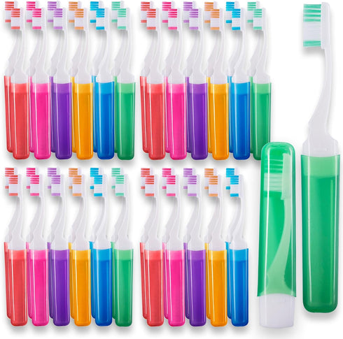 Travel Toothbrushes, Mini Firm Toothbrush with Cover, Adults Travel Toothbrush Kit, 50 Pack Medium