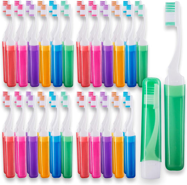 Travel Toothbrushes, Mini Firm Toothbrush with Cover, Adults Travel Toothbrush Kit, 50 Pack Medium