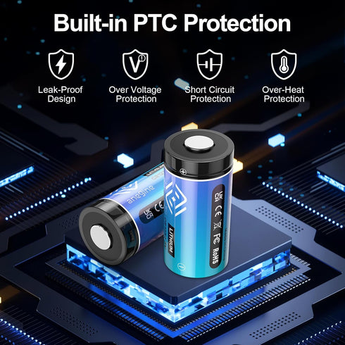 CR123A 3V Lithium Battery 20 Pack, 1650mAh with PTC Protection for Flashlight, 10 Years Shelf Life (Non-Rechargeable)