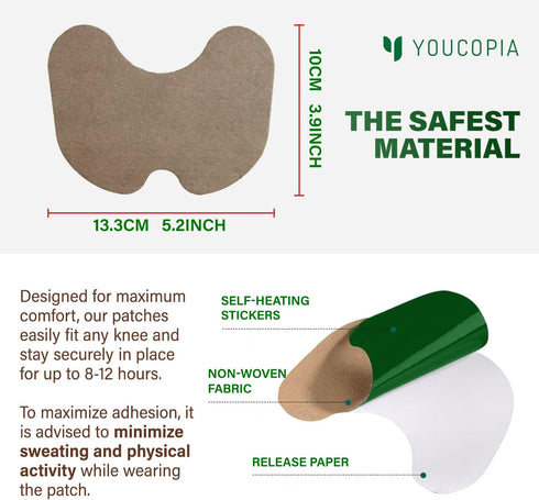 Knee Relief Heat Patches 36 Count - Natural Herbal Plaster for Long Lasting Muscle & Joint Relief